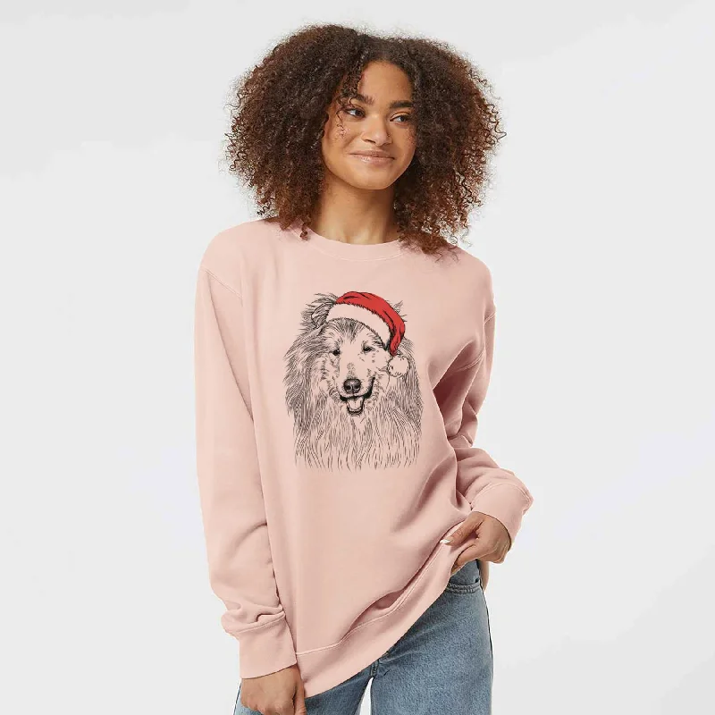 Santa Donnan the Rough Collie - Unisex Pigment Dyed Crew Sweatshirt Hoodie with Crew Neck Simple Timeless