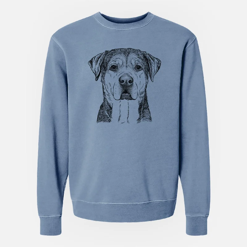 Bare Gus the Rottweiler Mix - Unisex Pigment Dyed Crew Sweatshirt Hoodie with Hem Elastic Stretchable Comfortable