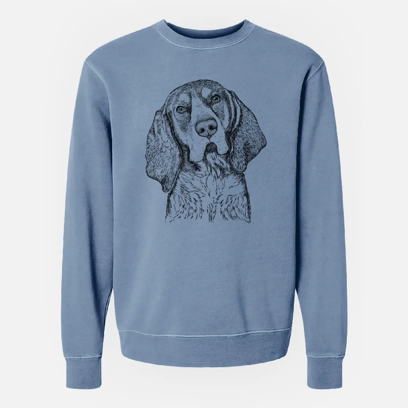 Bare Huck the Bluetick Coonhound - Unisex Pigment Dyed Crew Sweatshirt Hoodie with Raglan Sleeves Sporty Comfortable