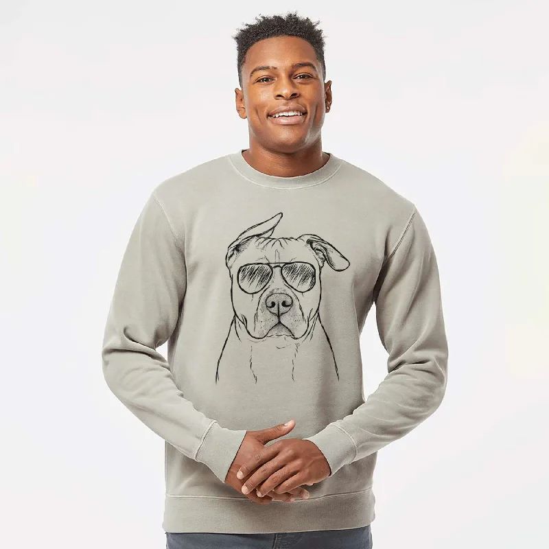Aviator Teddy Jam the Pitbull - Unisex Pigment Dyed Crew Sweatshirt Hoodie with Cropped Fit Short Trendy