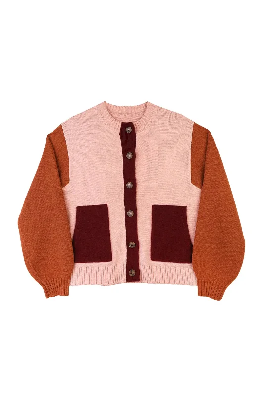 Aiken Cardigan (Blush) Toggled Drawstring Belted