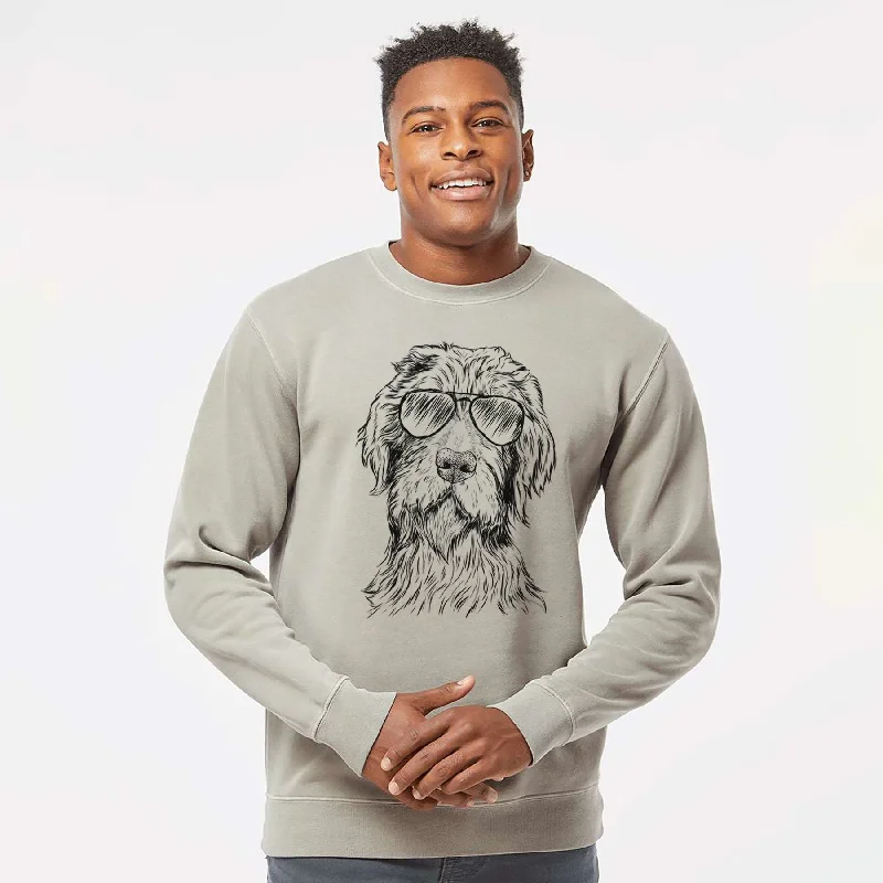 Aviator Doc Holliday the Pudelpointer - Unisex Pigment Dyed Crew Sweatshirt Hoodie with Hem Fringe Bohemian Relaxed