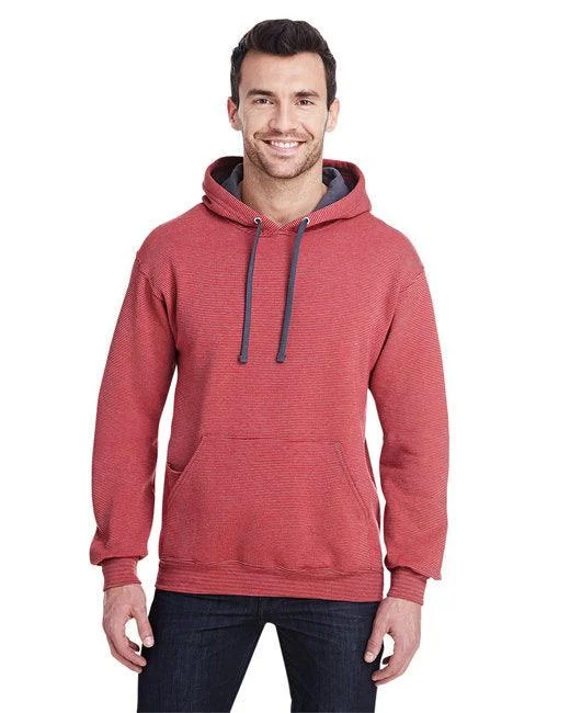 Fruit of the Loom Adult Sofspun  Striped Hooded Sweatshirt SF77R Hoodie with Rolled Sleeves Casual Relaxed
