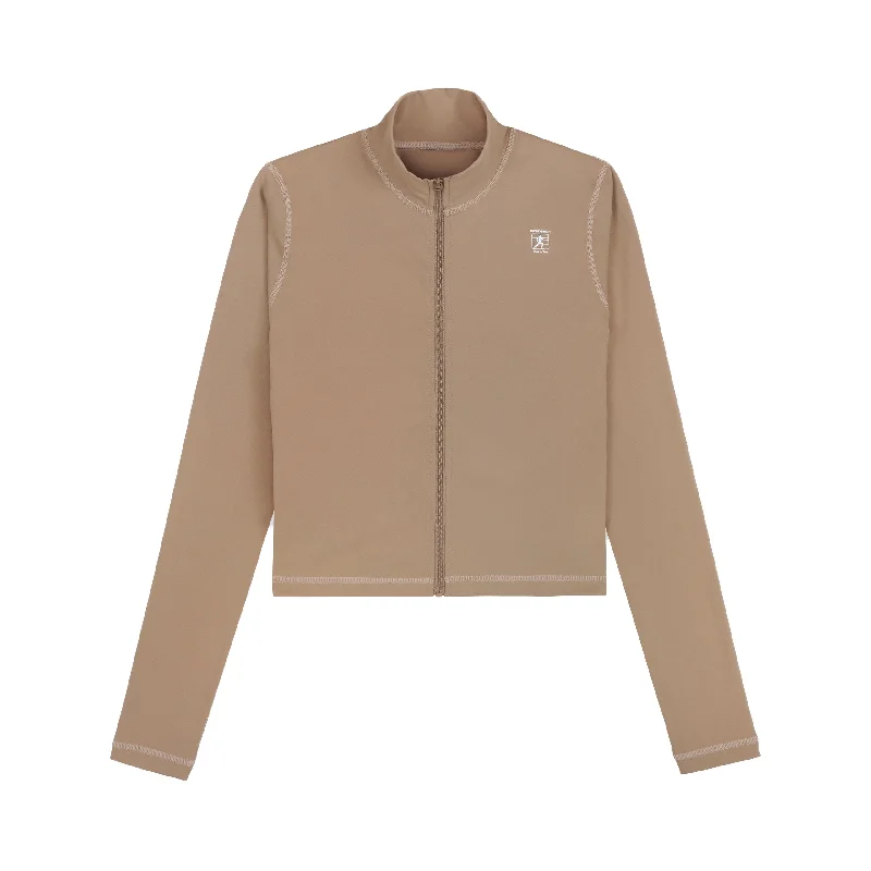Runner Active Zip Up Jacket (Espresso/White) V-Neck Jacket Boat Neck Jacket Square Neck Jacket