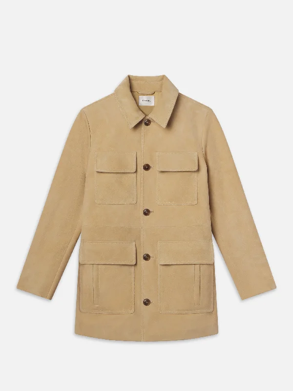 Suede Safari Jacket -- Sand Knit Jacket Woven Jacket Fleece Jacket
