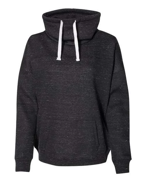 J. America Women’s Mélange Fleece Cowl Neck Sweatshirt 8673 Hoodie with Front Slit Layering Stylish