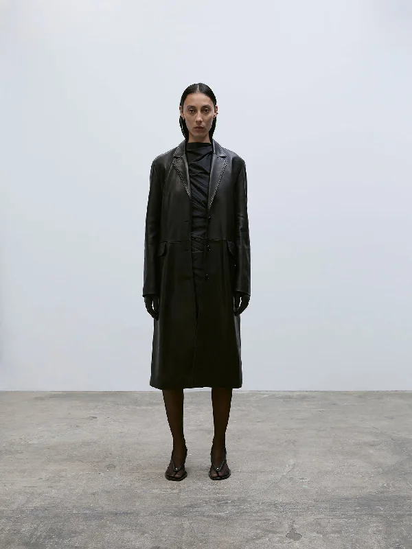 Classic Leather Jacket | Black Insulated Jacket Fitted Jacket Loose Jacket