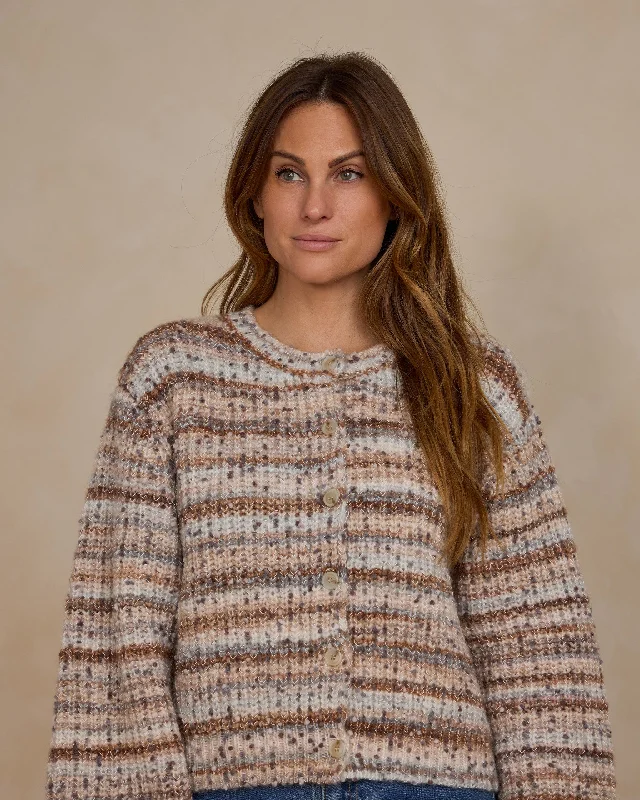 Cheyenne Cardigan | Blue Multi-Stripe Fleece Fabric Down Fabric Feather Fabric