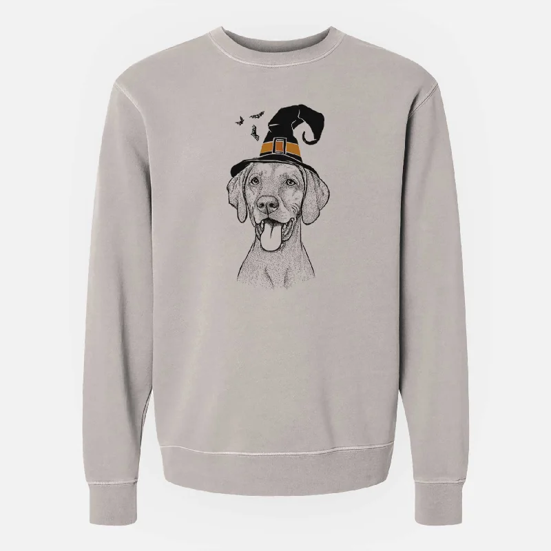 Witch Harper the Vizsla - Unisex Pigment Dyed Crew Sweatshirt Hoodie with Double Zipper Versatile Adjustable
