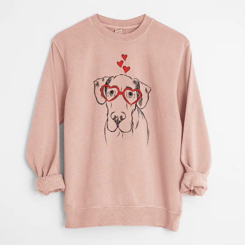 Valentine Titus the Great Dane - Unisex Pigment Dyed Crew Sweatshirt Hoodie with Color Block Contrast Stylish