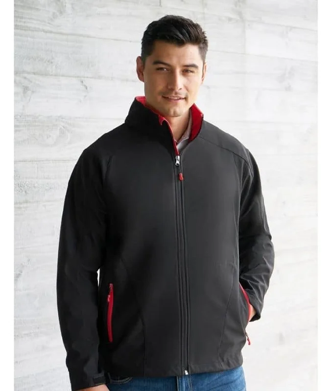 Geneva Mens Soft Shell Jacket Front Pockets Side Pockets Patch Pockets