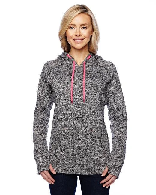 J America Ladies' Cosmic Contrast Fleece Hooded Sweatshirt JA8616 Hoodie with Pattern Geometric Abstract