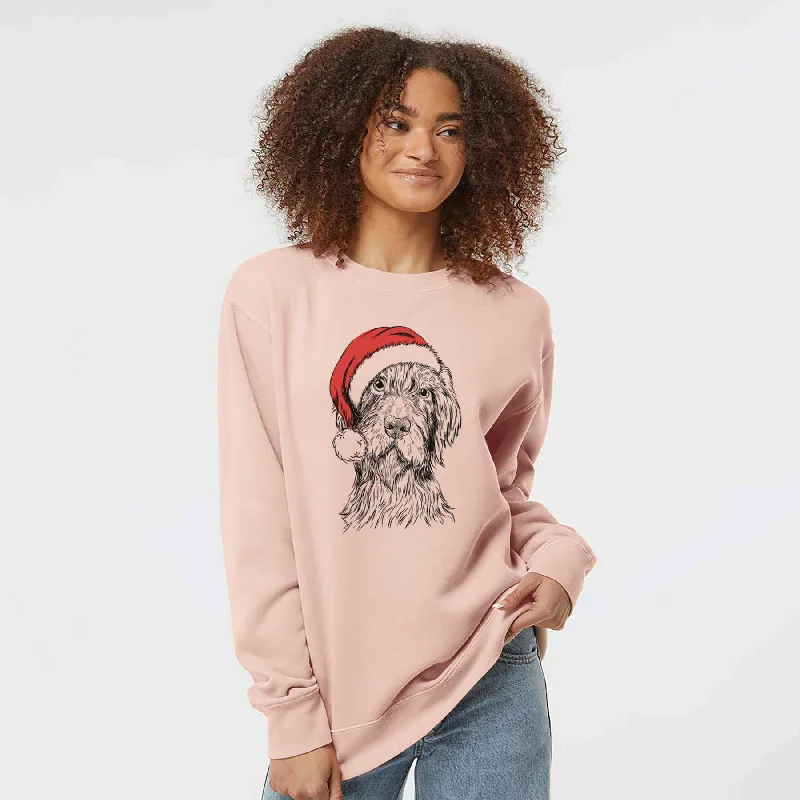 Santa Doc Holliday the Pudelpointer - Unisex Pigment Dyed Crew Sweatshirt Hoodie with Hem Ribbing Snug Secure