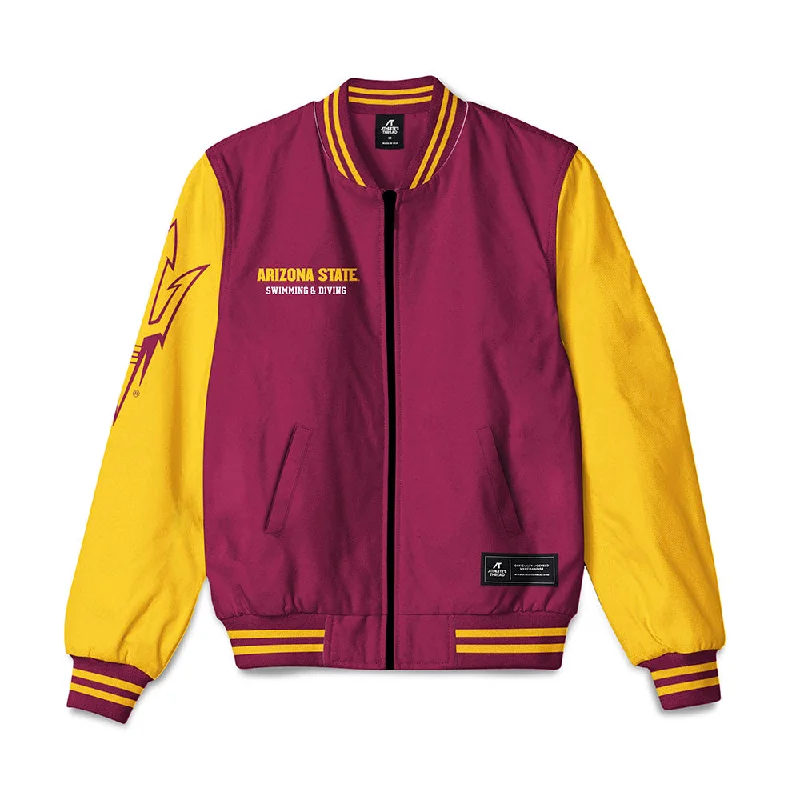 Arizona State - NCAA Women's Swimming & Diving : Erin Milligan - Bomber Jacket Herringbone Jacket Checkered Jacket Solid Jacket