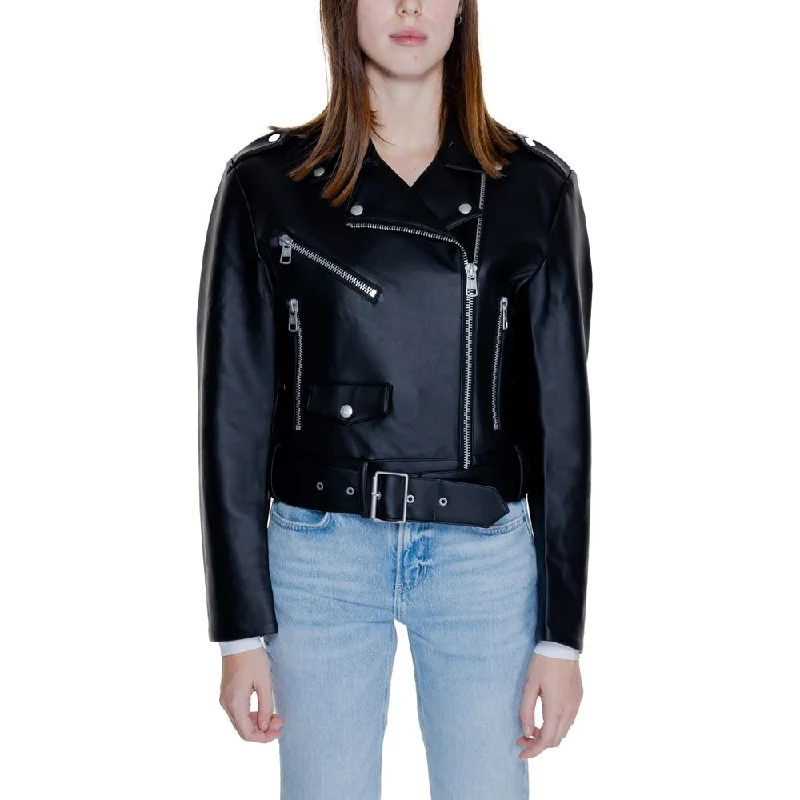 Black Polyethylene Jackets & Coat Front Pockets Side Pockets Patch Pockets