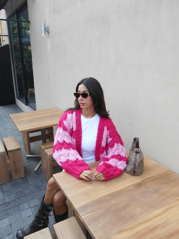 Double Pink Hugs and Kisses Cardigan Elegant Classic Vintage