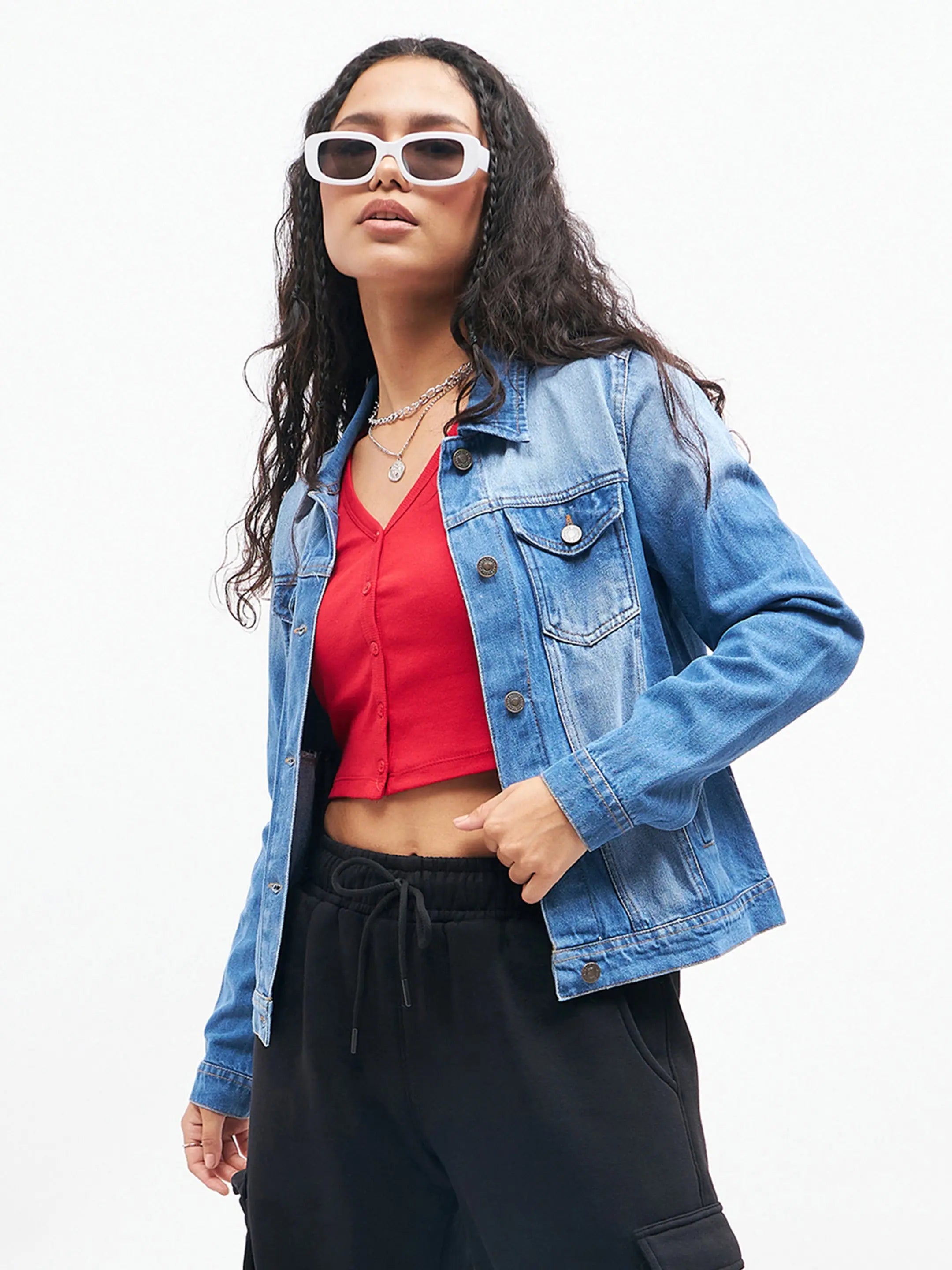 Women Solid Standard Blue Collared Neck Full Sleeve Jacket Oversized Jacket Tailored Jacket Straight Jacket