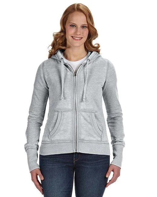 J America Ladies' Zen Full-Zip Fleece Hooded Sweatshirt JA8913 Hoodie with Neon Bright Vibrant