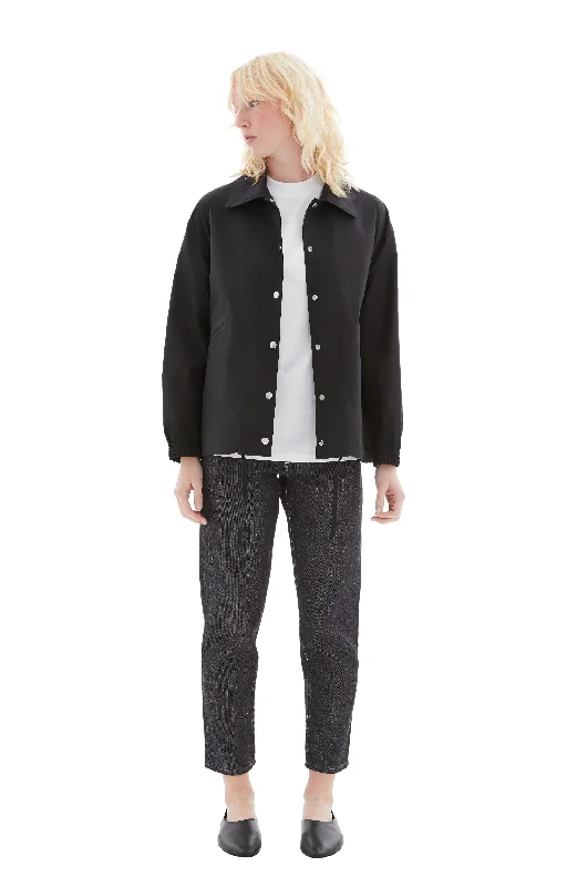 Logo Blouson Jacket (Black) Faux Fur Fabric Real Fur Fabric Shearling Fabric