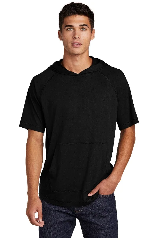 Sport-Tek  PosiCharge  Tri-Blend Wicking Short Sleeve Hoodie. ST404 Hoodie with Distressed Vintage Worn