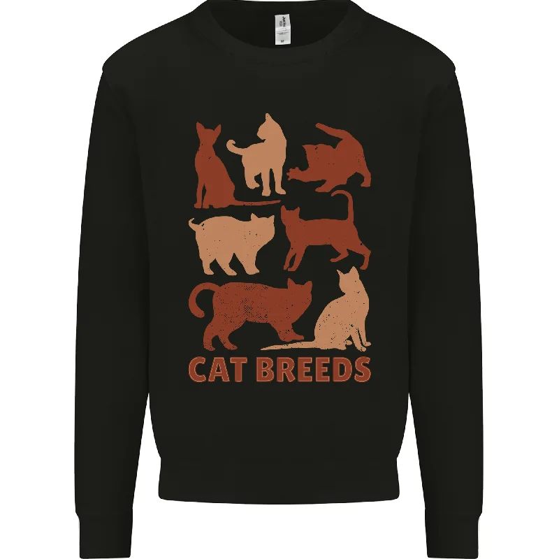 Cat Breeds Mens Sweatshirt Jumper Zip Hoodie Drawstring Kangaroo Pocket