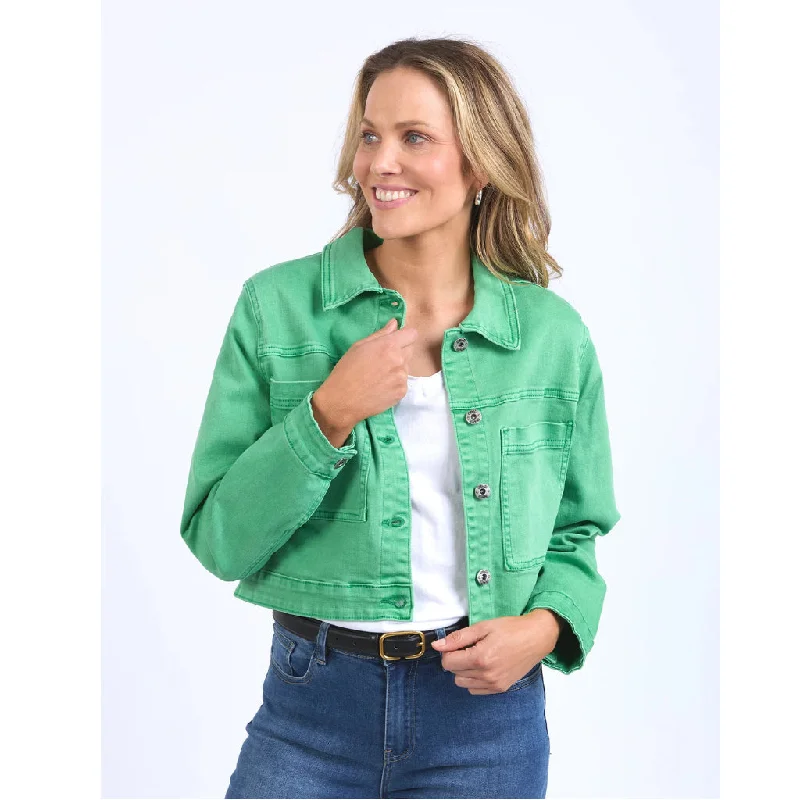 Elm Hazel Denim Jacket - Greenbriar Plaid Jacket Tartan Jacket Houndstooth Jacket