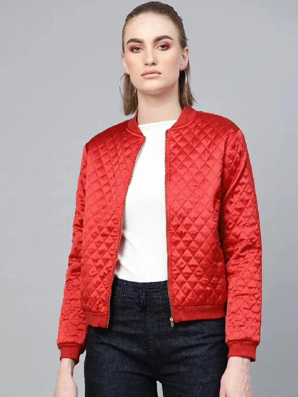 Women Solid Red Round Neck Full Sleeve Jacket Chenille Jacket Brocade Jacket Lace Jacket