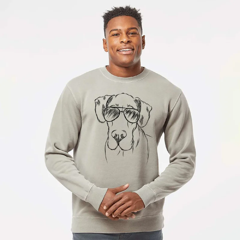 Aviator Titus the Great Dane - Unisex Pigment Dyed Crew Sweatshirt Hoodie with Earth Tones Natural Calm