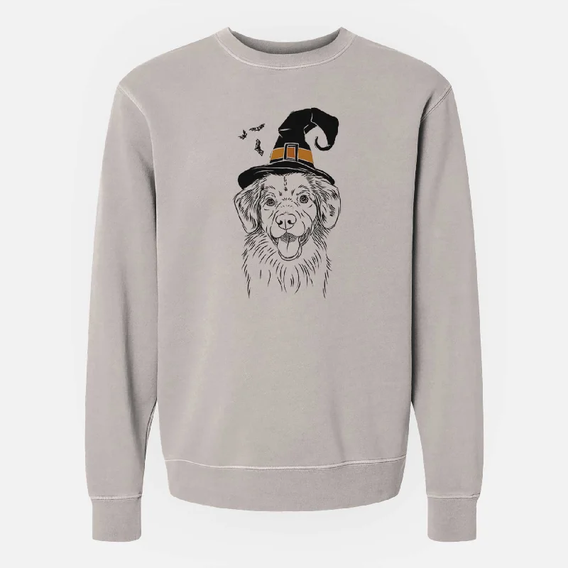 Witch Weston the Nova Scotia Duck Tolling Retriever - Unisex Pigment Dyed Crew Sweatshirt Hoodie with Full-Zip Functional Layering