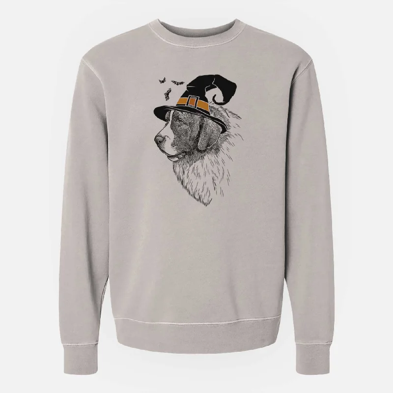 Witch Magnus the Pyrenean Mastiff - Unisex Pigment Dyed Crew Sweatshirt Hoodie with Ribbed Cuffs Snug Fit Comfort