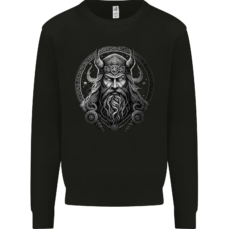 Celtic Viking Norse God Warrior Gym MMA Mens Sweatshirt Jumper Hoodie with Raw Hem Edgy Unfinished