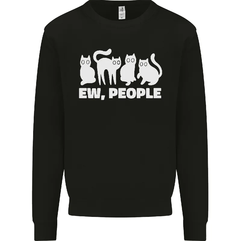 Cats Ew People Funny Mens Sweatshirt Jumper Hoodie with Elastic Waist Stretchable Comfortable