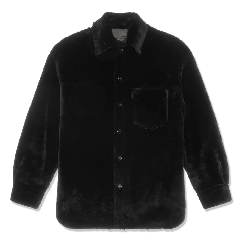 Buttoned Long-Sleeved Reversible Jacket (Black) Collared Jacket Crew Neck Jacket Turtle Neck Jacket