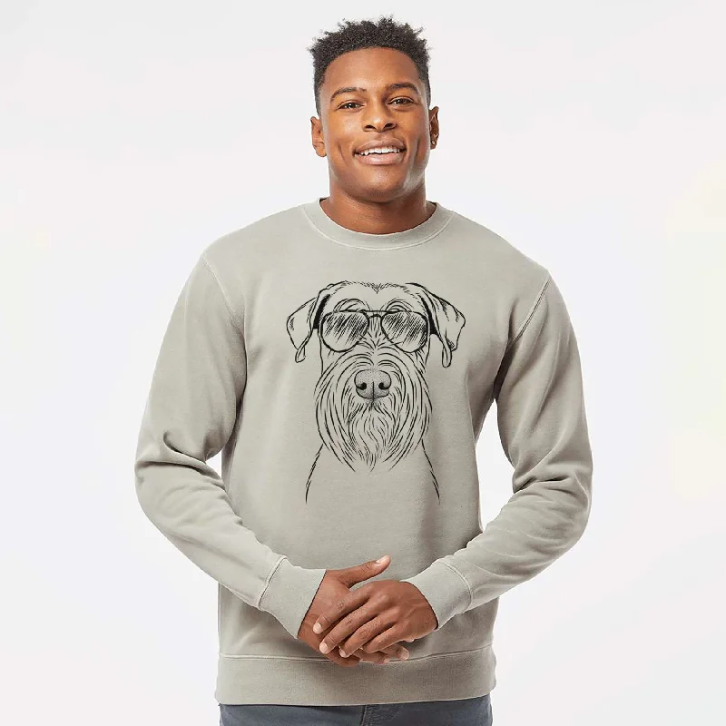 Aviator Milton the Schnauzer - Unisex Pigment Dyed Crew Sweatshirt Hoodie with Pattern Geometric Abstract