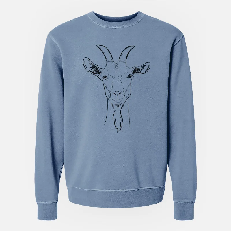 Bare Gunnar the Goat - Unisex Pigment Dyed Crew Sweatshirt Hoodie with Raglan Sleeves Sporty Comfortable