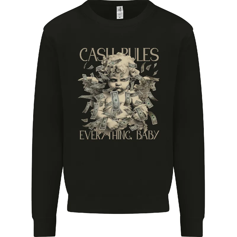 Cash Rules Everything Baby Money Hustle Mens Sweatshirt Jumper Hoodie with Raglan Sleeves Sporty Comfortable