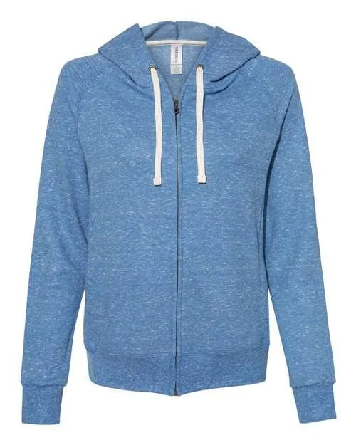 JERZEES Women's Snow Heather French Terry Full-Zip Hooded Sweatshirt 92WR Hoodie with Hem Lace Feminine Delicate