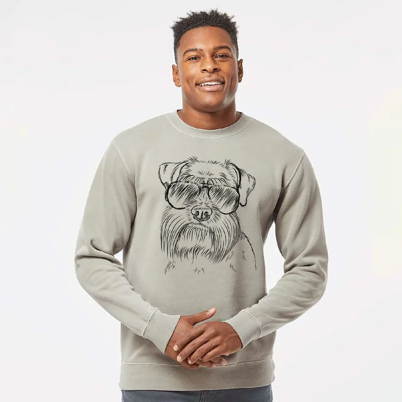 Aviator Wrigley the Schnauzer - Unisex Pigment Dyed Crew Sweatshirt Hoodie with Full-Zip Functional Layering