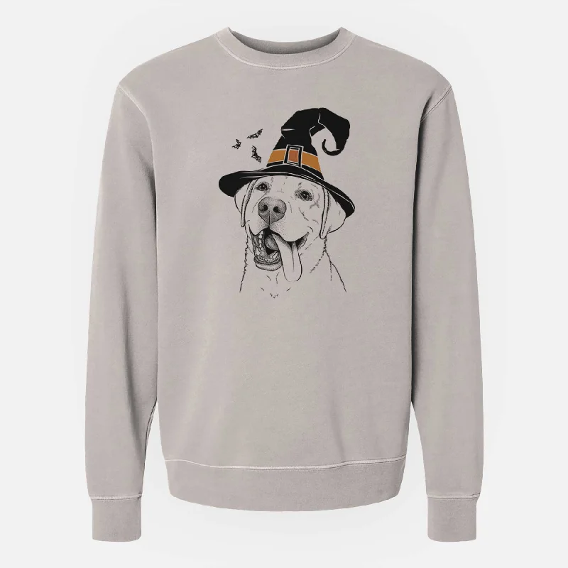 Witch Finn the Labrador Retriever - Unisex Pigment Dyed Crew Sweatshirt Hoodie with Batwing Sleeves Loose Dramatic