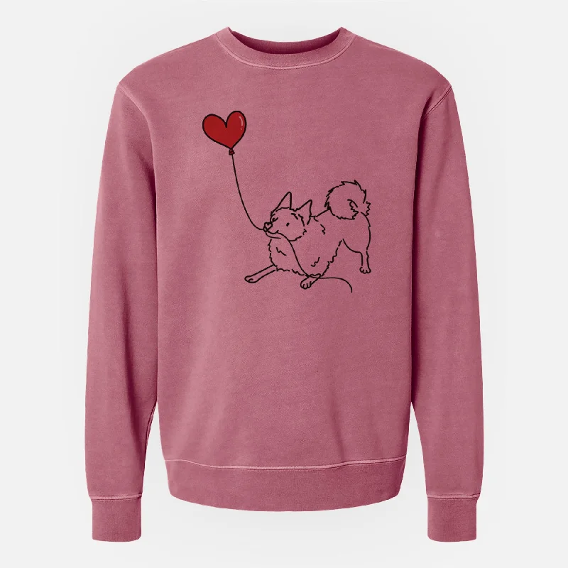 Schipperke Heart String - Unisex Pigment Dyed Crew Sweatshirt Hoodie with Turtle Neck Cozy Winter