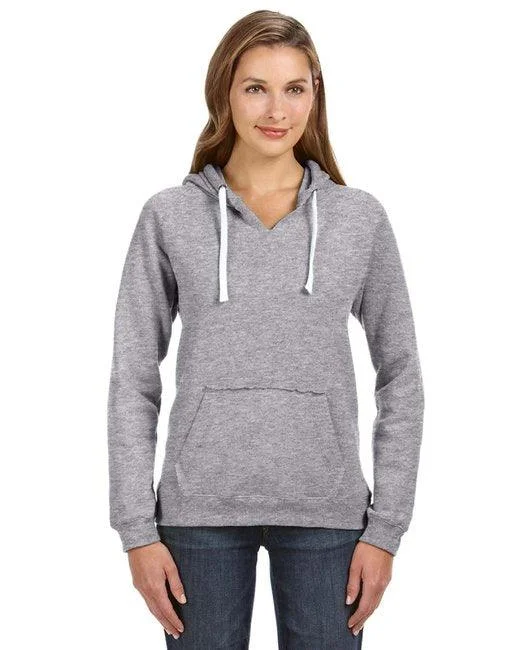 J America Ladies' Sydney Brushed V-Neck Hooded Sweatshirt JA8836 Hoodie with Pastel Soft Subtle