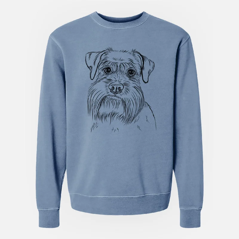 Bare Wrigley the Schnauzer - Unisex Pigment Dyed Crew Sweatshirt Hoodie with Toggle Buttons Decorative Unique