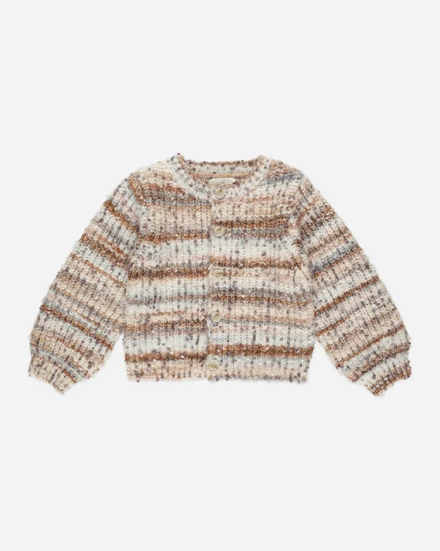 Cheyenne Cardigan || Blue Multi-Stripe Wool Fabric Cashmere Fabric Tweed Fabric