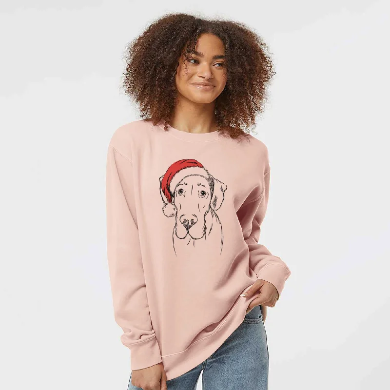 Santa Titus the Great Dane - Unisex Pigment Dyed Crew Sweatshirt Hoodie with Gradient Ombre Colorful