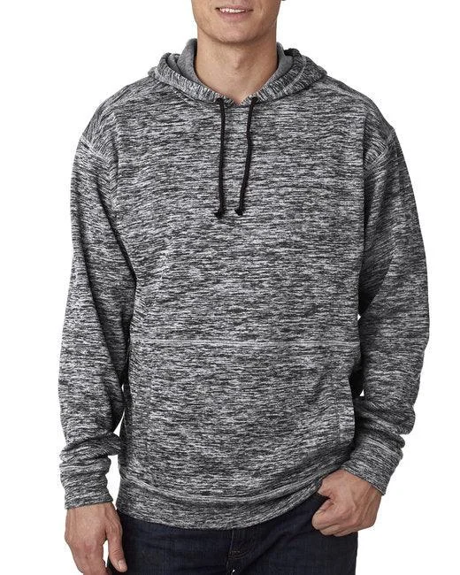 J America Adult Cosmic Poly Fleece Hooded Sweatshirt JA8613 Hoodie with Typography Text Message