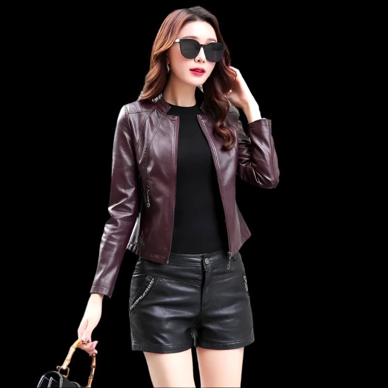 KMETRAM Women's Natural Sheepskin Leather Jacket Slim Fit Motorcycle Short Coats for Spring Autumn Eye Catching Denim Jacket Leather Jacket Suede Jacket