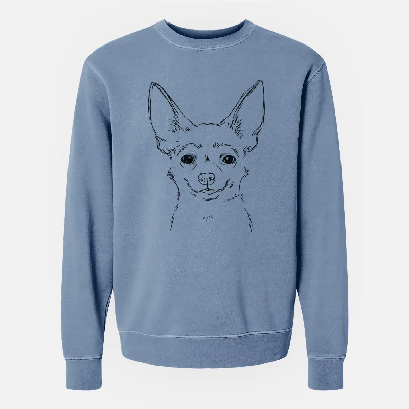Bare Amos the Chihuahua - Unisex Pigment Dyed Crew Sweatshirt Hoodie with Tie-Dye Psychedelic Retro