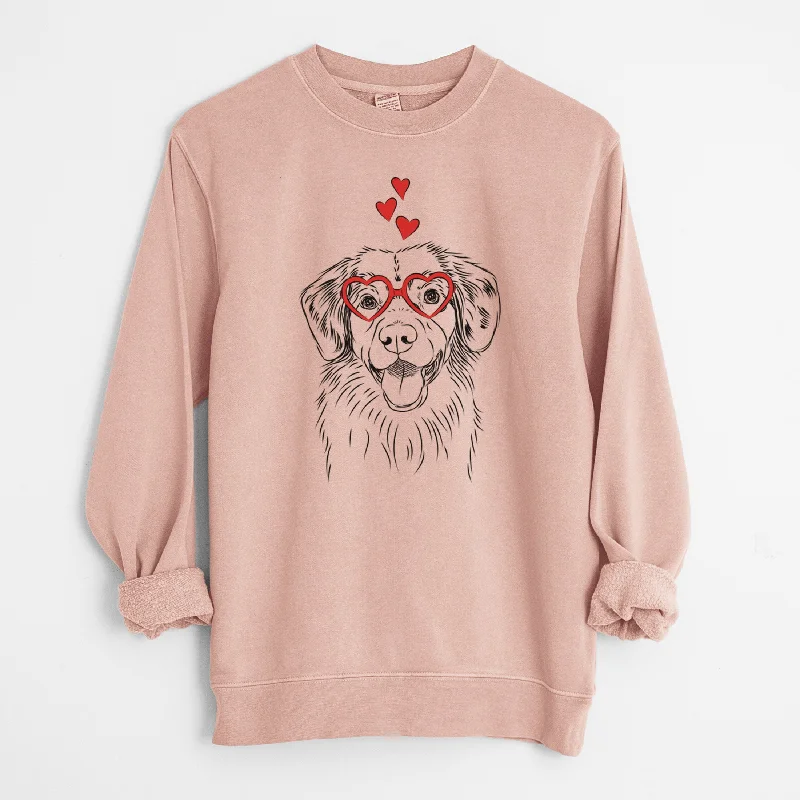 Valentine Weston the Nova Scotia Duck Tolling Retriever - Unisex Pigment Dyed Crew Sweatshirt Hoodie with Elastic Waist Stretchable Comfortable