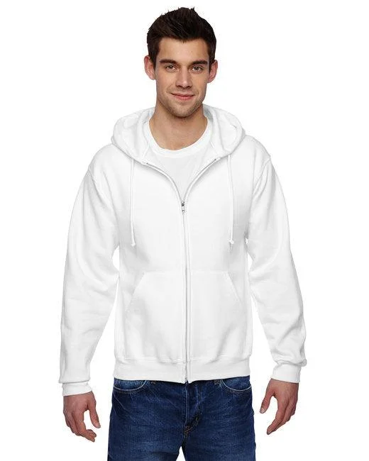 Jerzees Adult 9.5 oz., Super Sweats  NuBlend  Fleece Full-Zip Hooded Sweatshirt 4999 Hoodie with Raw Hem Edgy Unfinished
