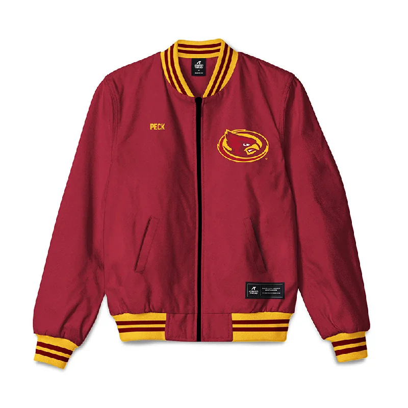 Iowa State - NCAA Women's Swimming & Diving : Anja Peck - Bomber Jacket Zippered Jacket Buttoned Jacket Snapped Jacket